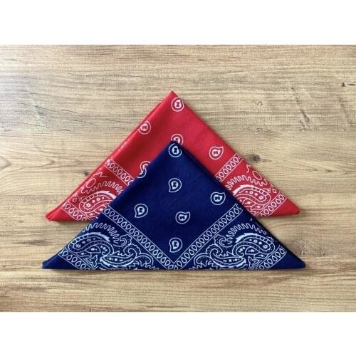 Unisex Red Navy Blue Square Bandana 2 Pieces 100% Ethnic Patterned Cotton Fabric 55x55 cm Hair Accessory