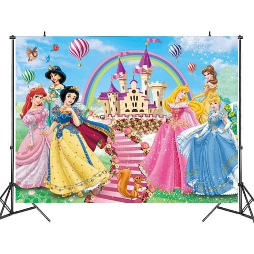 Six Princess Photography Backgrounds Decorations Vinyl Cloth Photo Shootings Backdrops For Children Girl Birthday Party Supplies