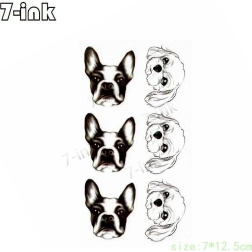 Waterproof Temporary Tattoo Sticker Bulldog cute dog tatto Water Transfer flash fake tatoo for men women