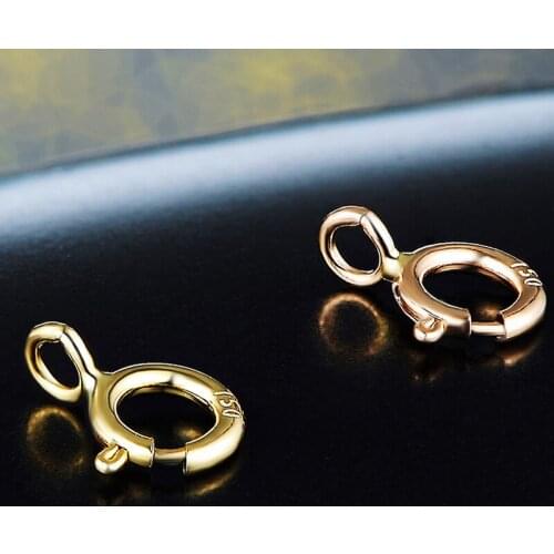 1pcs New Arrival 18K Yellow Gold Clasp AU750 Gold Round Spring Clasp Necklace Clasp