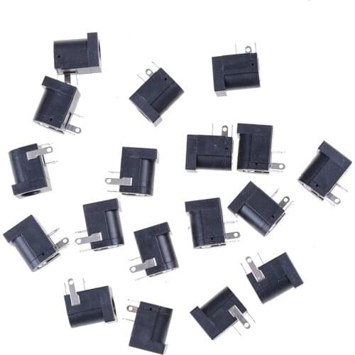 20Pcs DC-005 Black DC Power Jack Socket Connector DC005 5.5*2.1mm 2.1 socket Round the needle lowest price New Sale