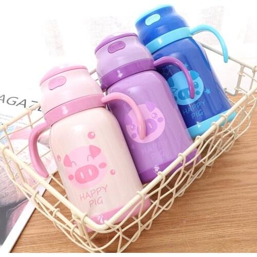 350ml Baby Pig Feeding Cup Stainless Steel Milk Thermos for Children Insulated hot water Bottle leak-poof thermal Cup