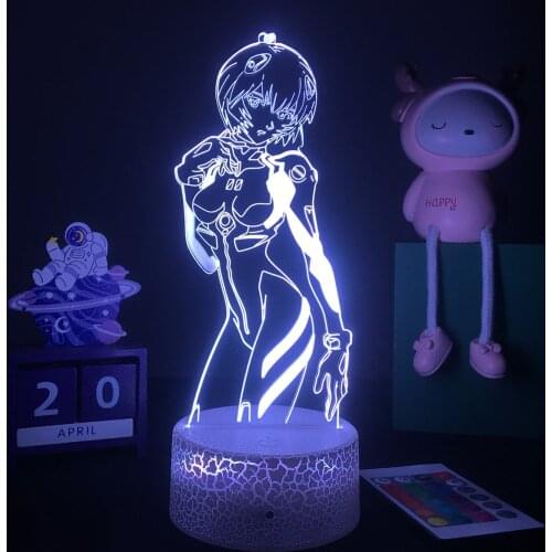 3d Led Lamp Anime Evangelion for Bedroom Decorative Nightlight Birthday Gift Acrylic Led Night Light Ayanami Rei Figure