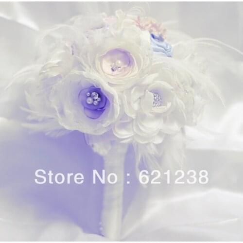 7 inch DIY organza flowers bouquet/Elegant bridal bouquet / brooch Eugen bouquet / wedding bouquet of lavender cloth