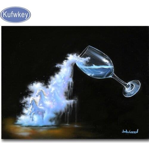 Diamond mosaic Wine glass horse Diamond embroidery full round square rhinestone pictures 5d diy diamond painting sale stickers