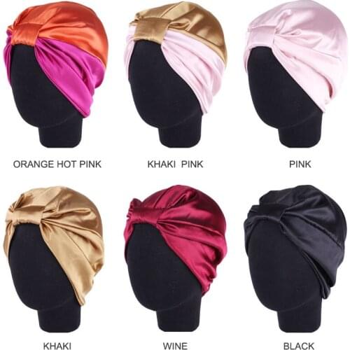 Satin Bonnet Hair Caps Salon Night Hair Hat Natural Curly Hair Double Elastic Bathing Sleep Women Head Cover Wrap Hat