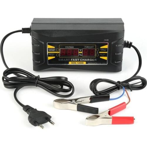 1Pcs 12V 6A Car Charger 110V-240V LED intelligent Display Electric Car Lead - Acid Battery Charger US/EU Plug Smart Charger