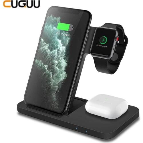 Qi Wireless Charger For Apple Watch 6 5 4 3 2 AirPods Pro 3 In 1 Fast Charging Dock Station For iPhone 12 11 Pro XS XR X 8