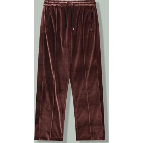 Hip Hop Retro Velvet Plain Zipper Foot Mouth Casual Pants Men Harajuku Streetwear Loose Straight-leg Pants Fall Joggers Trousers