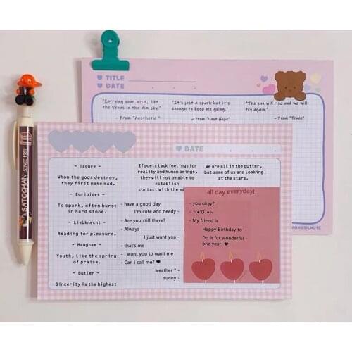 MINKYS New Arrival 30 Sheets A5 Cute Bear Pink Memo Pads Note Paper To Do List Daily Planner Notepad Paperlaria Stationery