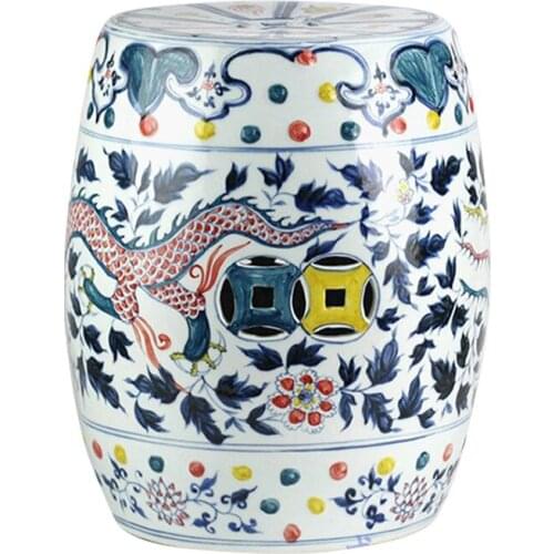 Jingdezhen Ceramics stool Blue And White Glaze Red Dragon pattern Toilet handmade home decoration Porcelain ceramic Stools