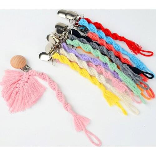 Baby Crochet Pacifier Chain Teething Soother Clip Hand Braided Teether Strap DIY Dummy Nipple Holder Shower Gifts