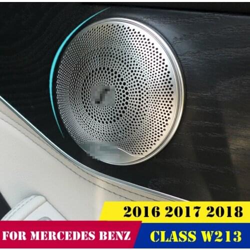For Mercedes Benz E-Class E CLASS W213 2016 2017 2018 Inner Door Stereo Speaker Audio Loudspeaker Cover Trim Matt Silver
