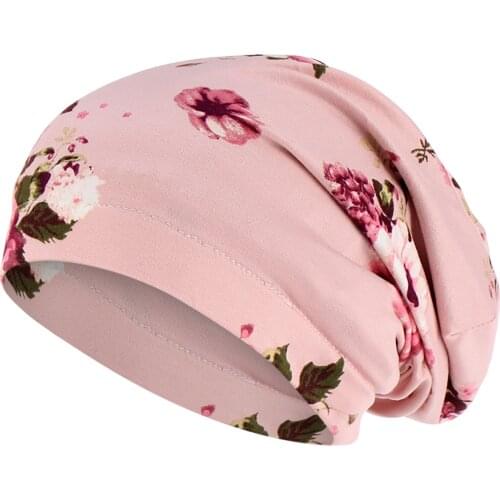 Women Flower Print India Hat Muslim Ruffle Cancer Chemo Hat Beanie Wrap Cap Summer Ladies Wear 2021 New Beanies #WT