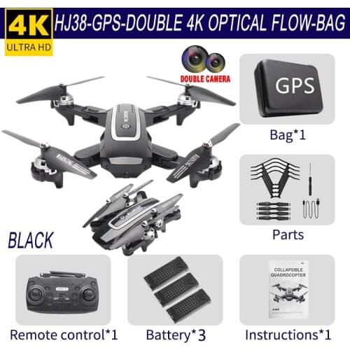 HJ38 GPS Drone WiFi Quadcopter 4K Camera Drone Foldable RC Drone Camera HD FPV 120° Dual Camera Professional Aerial Photography