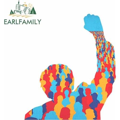 EARLFAMILY 13cm x 9.6cm for Color Figures Raising Hands Puzzle Surfboard Decal Personality Cartoon Motorcycle VAN Car Stickers