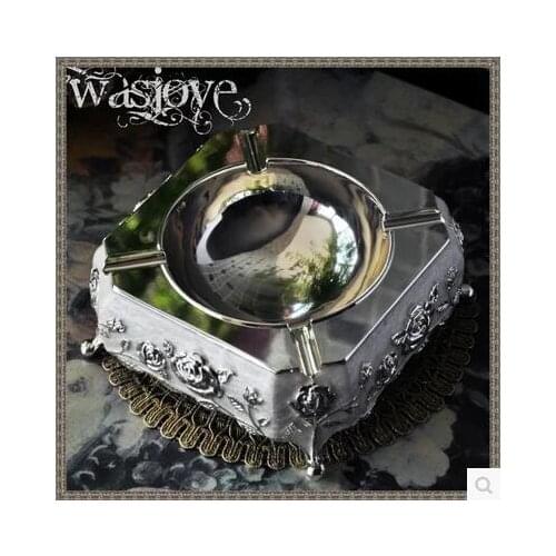 European square silver white metal ashtray cigar ashtray luxury ashtray weed container smoking tray AT006
