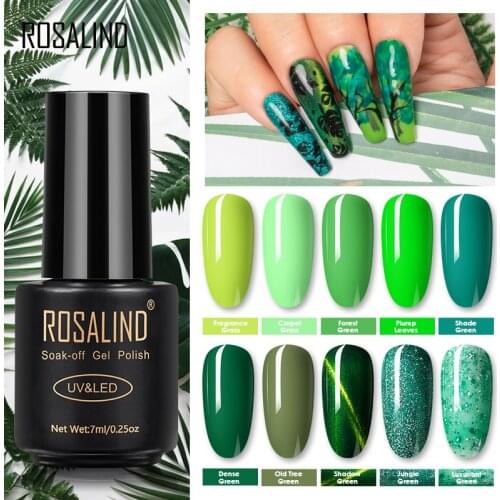 ROSALIND Forest Green Color Series Gel Nail Polish For Nail Art Design Semi Permanent hybrid varnishes Need Base Top Gel Polish