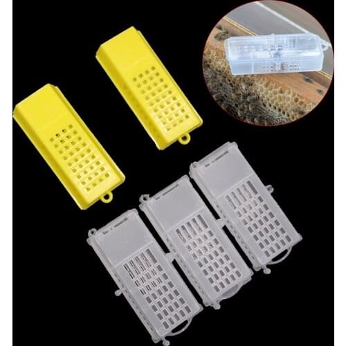 20PCS Beekeeping Transport cages bee queen rearing cage cell plastic post transmit move mail new king transparent yellow tools