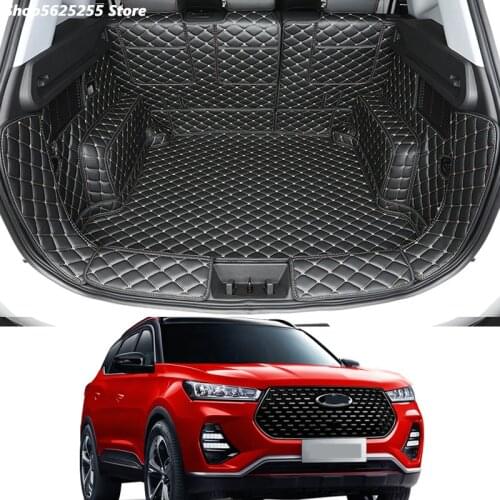 Car Trunk Mat For Chery Tiggo 7 Pro 2020 2021 Accessories Leather Durable Cargo Liner Carpets Waterproof Full Encirclement Mat