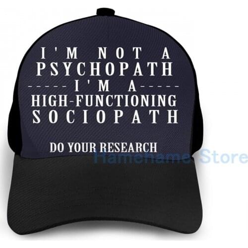 Fashion Sherlock - Not A Psychopath, A High-Functioning Sociopath Basketball Cap men women Graphic print black Unisex adult hat
