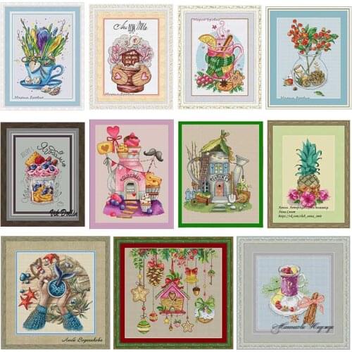 Dessert Cake House series pattern Cross Stich Embroidery set Electronic drawing Cross Stich Needlework 28ct 14CT 22ct
