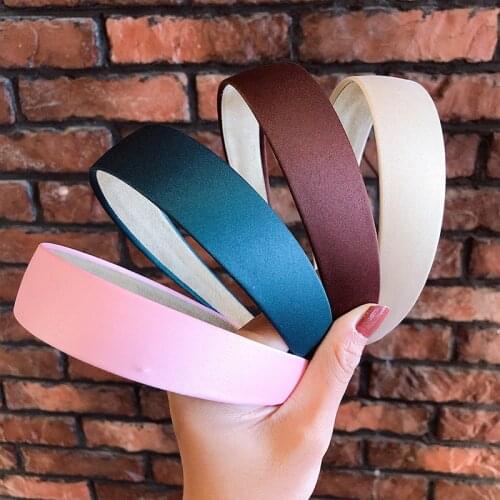 1PC Plastic Fashion Canvas Wide Headband Hair Band Headwear Bezel Hair Accessories For Woman Satin Covered Resin Hairbands