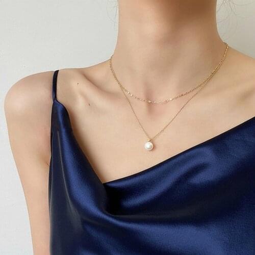 Sweet Simple Double Layer Pearl Collarbone Necklace Charming Womens Choker Chain Pendant Female Fashion Jewelry Gifts