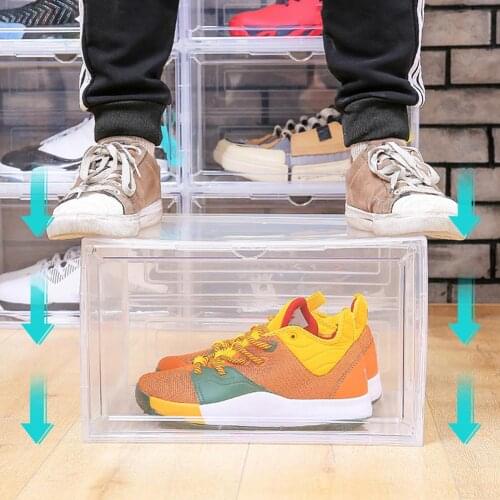 Portable Clear Magnetic Stackable Dustproof Home Shoes Storage Container Display Box Organizer