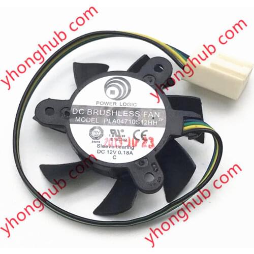 Power Logic PLA04710S12HH DC 12V 0.18A Dia. 36mm C.T.C 26mm 4-wire Server Frameless Cooling Fan