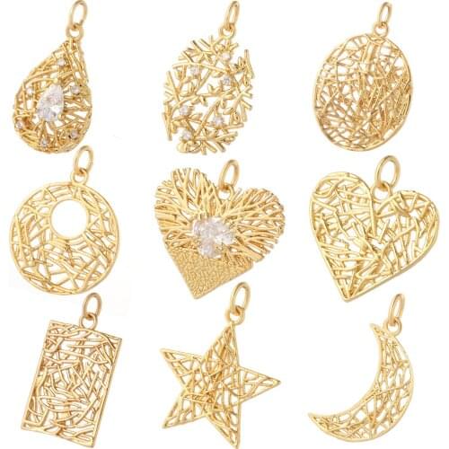 Hollow Blank Diy Earrings Pendant Necklace Bracelet Charms for Jewelry Making Supplies Make Accessories Gold Designer Charm