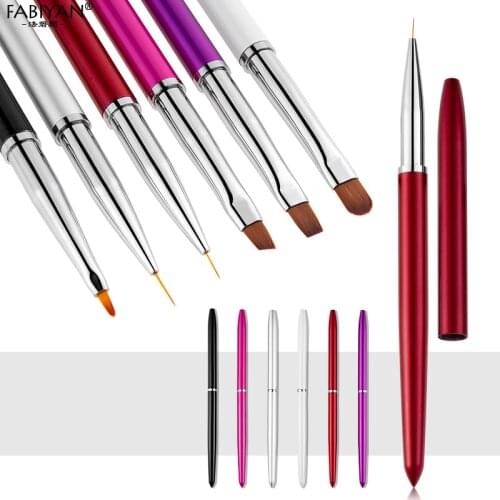 Nail Art Pen Brush Carving UV Gel Extension Builder Metal Handle French Flower Stripe Painting Drawing Liner Pen Manicure Tools
