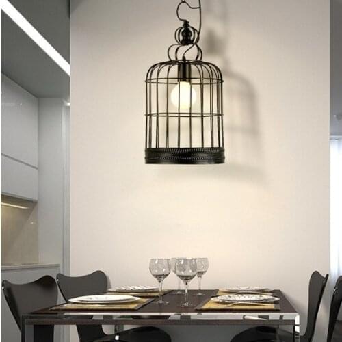 Nordic Loft Style Creative Iron Cage Droplight Modern LED Pendant Light Fixtures For Dining Room Hanging Lamp Indoor Lighting