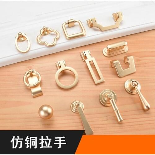 Vintage Gold Cabinet Pulls Zinc Alloy European Furniture Handle Kitchen Cupboard Drawer Knobs Hardware