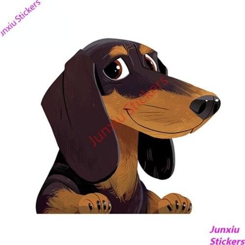 Cartoon Dachshund Pet Dog Animal Car Stickers Vinyl Decal for Bumper Window Phone Waterproof Exterior Accessories PVC13x12cm