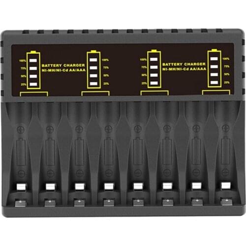 Battery Charger 8 Slots with LED Indicator for Ni-MH/Ni-Cd AAA/AA Rechargeable Battery Short Circuit Protection Chargers