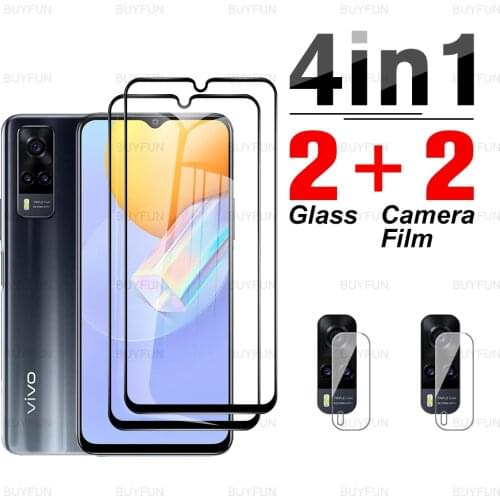 4in1 Full Cover HD Front Black Edge Protective Glass On For vivo Y31 6.58inch For vivo vi vo vavo Y31 camera screen protector