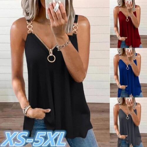 Summer Solid V-neck Top Vintage Zipper Off-Shoulder TShirts Women Fashion Loose Pullover T-shirt Casual Streetwear Tshirt