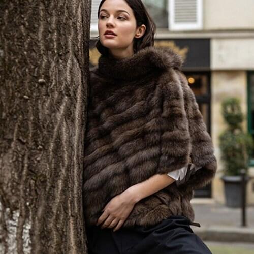 Ftangaiur 2019 Winter Women Russian Sable Gypsophila Mink Coat Half Sleeve Loss Custom-Made Womens luxury Real Mink Fur Coats