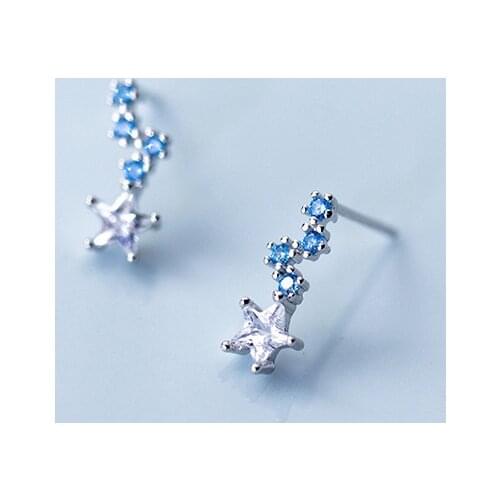 MloveAcc New Brincos 925 Sterling Silver Star Austrian Crystal Stud Earrings for Women Wedding Jewelry Elegant Gift