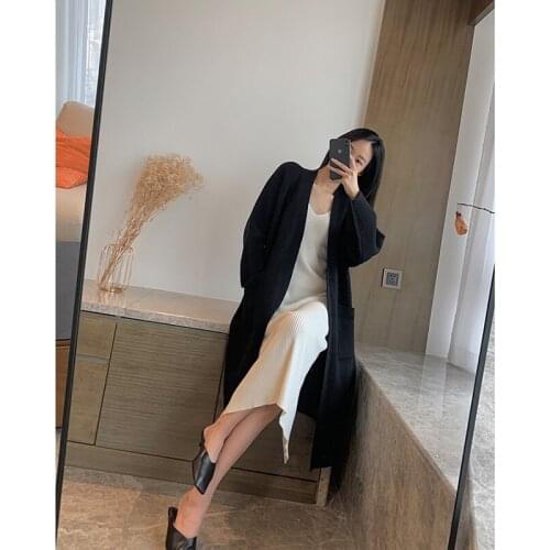 [ZAYAU]Sweater Cardigan Jacket Women Autumn and Winter Thick Korean Style Loose Temperament Mid-length Knitted Coat