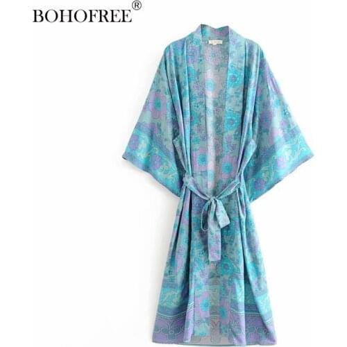 Autumn New 2020 Hot Green Solid Embroidery Floral print Lace up Long Elegant Cover-ups Women Kimono