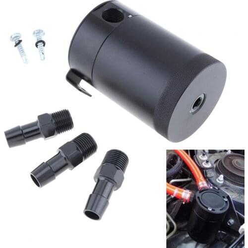 1 Piece Universal Racing Baffled 3-Port Oil Catch Can Tank Auto Vehicle Replacement Air-Oil Separator Waste Gas Oil Recover Pot