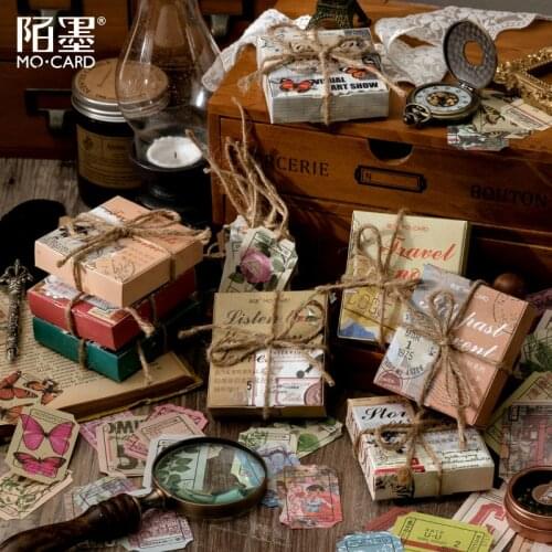 100 Pcs/box Junk Journal Paper Card Memo Pad Decorative Stationery Scrapbooking Diary Album Lable Retro Butterfly Plant Material