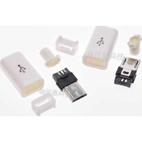 1000sets/lot 4 in 1 90 Degree Soldering Type MICRO USB 5P Male Plug Connectors DIY Accessories