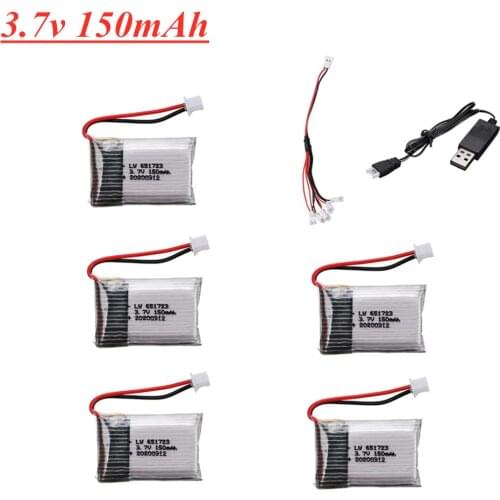 3.7V 150mAh for H20 RC Quadcopter Spare parts 150mAh Battery 1.25mm plug +USB Charger Set For Syma S8 M67 U839