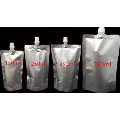 50pcs 150ml/250ml/350ml/ Empty Doypack Pure Aluminum Foil Spout Bag Drinking Milk Stand Up Spout Mylar Party Pack Pouch Jelly