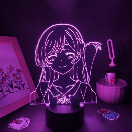 Rent A Girlfriend Kanojo Okarishimasu Anime Figure Chizuru Ichinose 3D Led Lamp RGB Night Light Manga Gift Table Desk Decoration