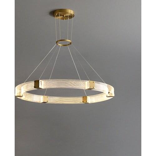 Art Deco LED Copper Lucky Ring Designer LED Chandelier Lighting Lustre Suspension Luminaire Lampen For Dinning Room