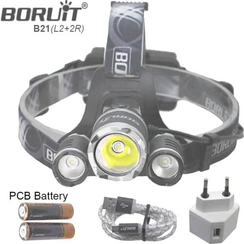 B21 9000LM L2 LED Headlamp Waterproof Head light Camping Lamp Boruit led Lights by 18650 Battery With Usb Cable